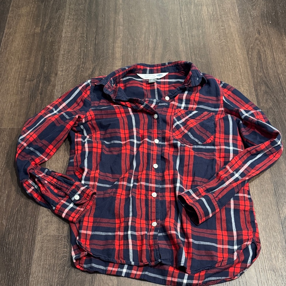 Old Navy Red and Blue Plaid Button Down Shirt